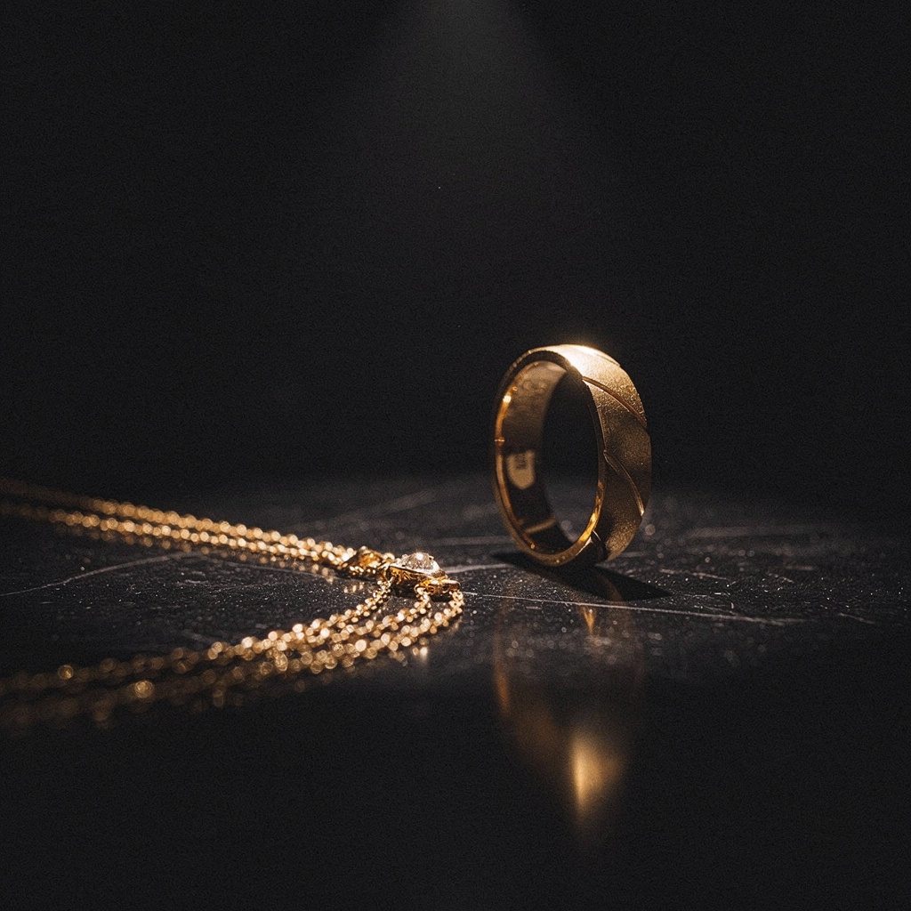 Gold ring and chain